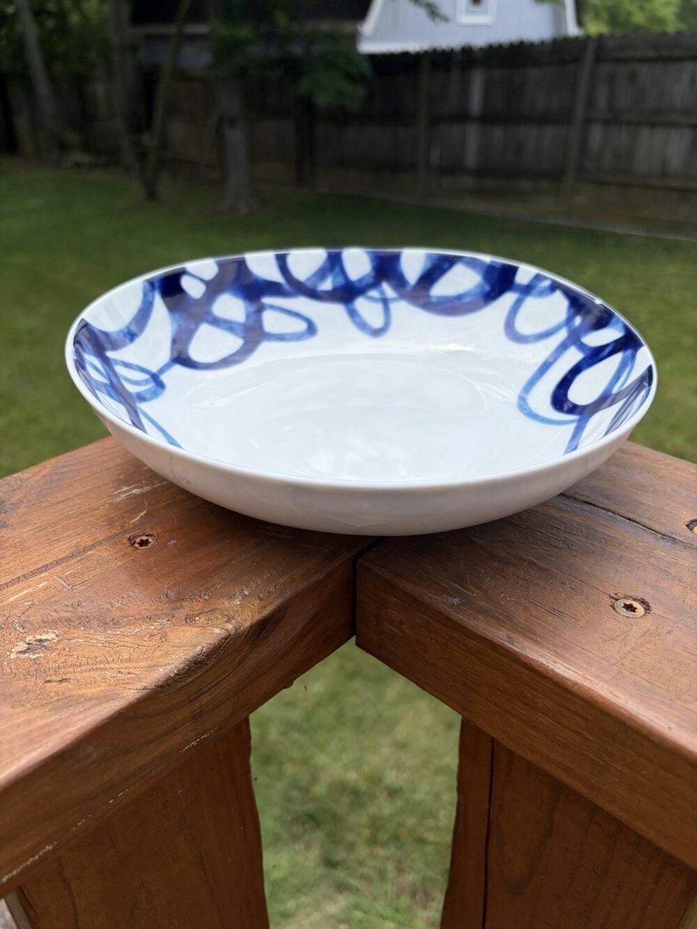 Paola Navone Blue White Swirl Como Pasta Bowl 8.25” Crate & Barrel